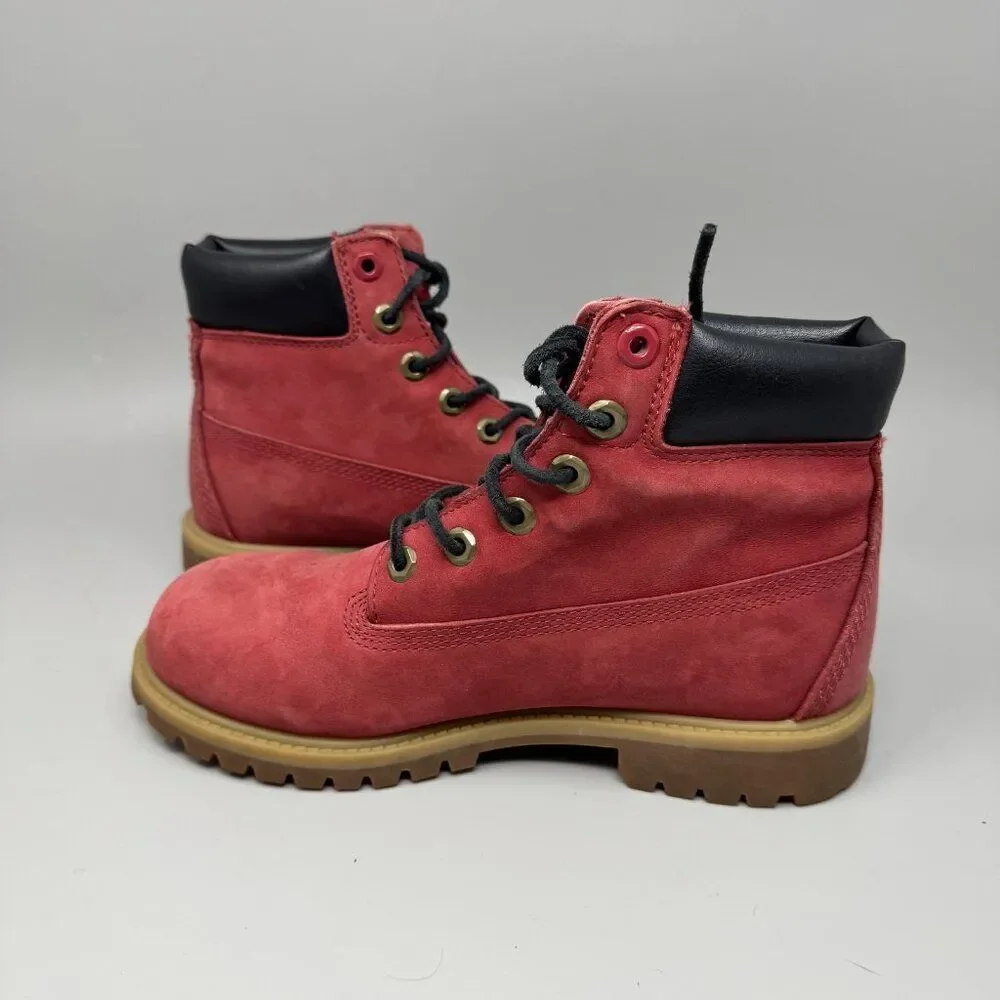 Timberland Boots Boys Size 6 Waterproof Nubuck Lace Up Youth Black Collar 6598R